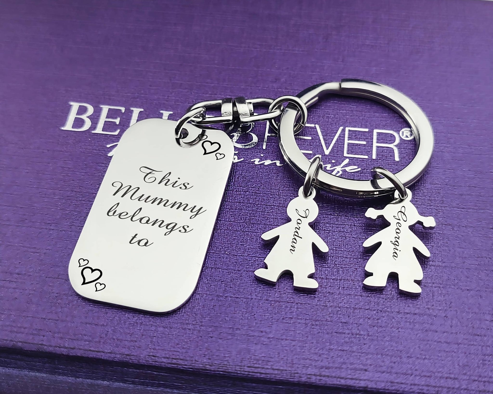 Kids Love Handwriting Keyring Tag - (1 Silver Charm Included) - Keyrings by Belle Fever