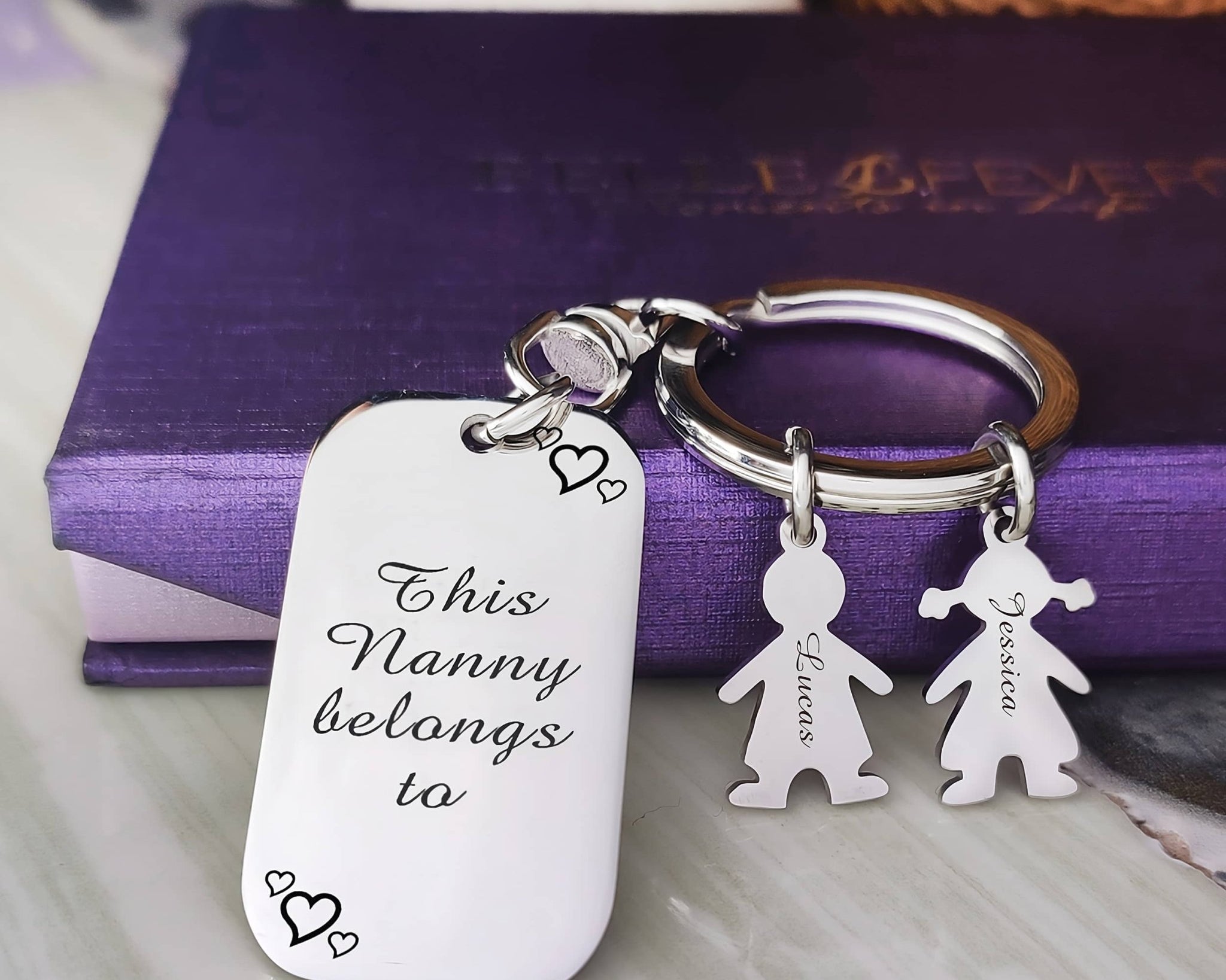 Kids Love Handwriting Keyring Tag - (1 Silver Charm Included) - Keyrings by Belle Fever