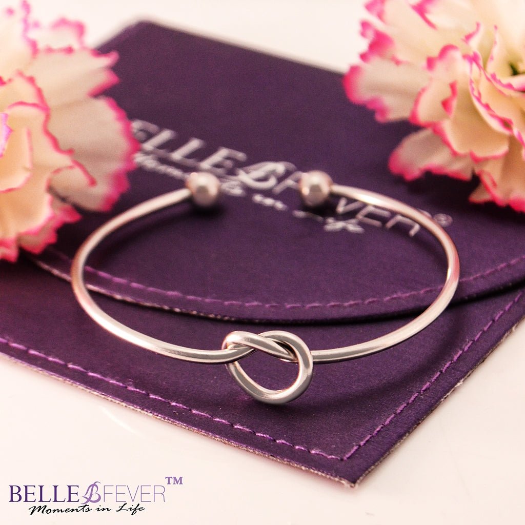 Knot Bangle (Disc & Birthstones Optional) - Bangles & Bracelets by Belle Fever