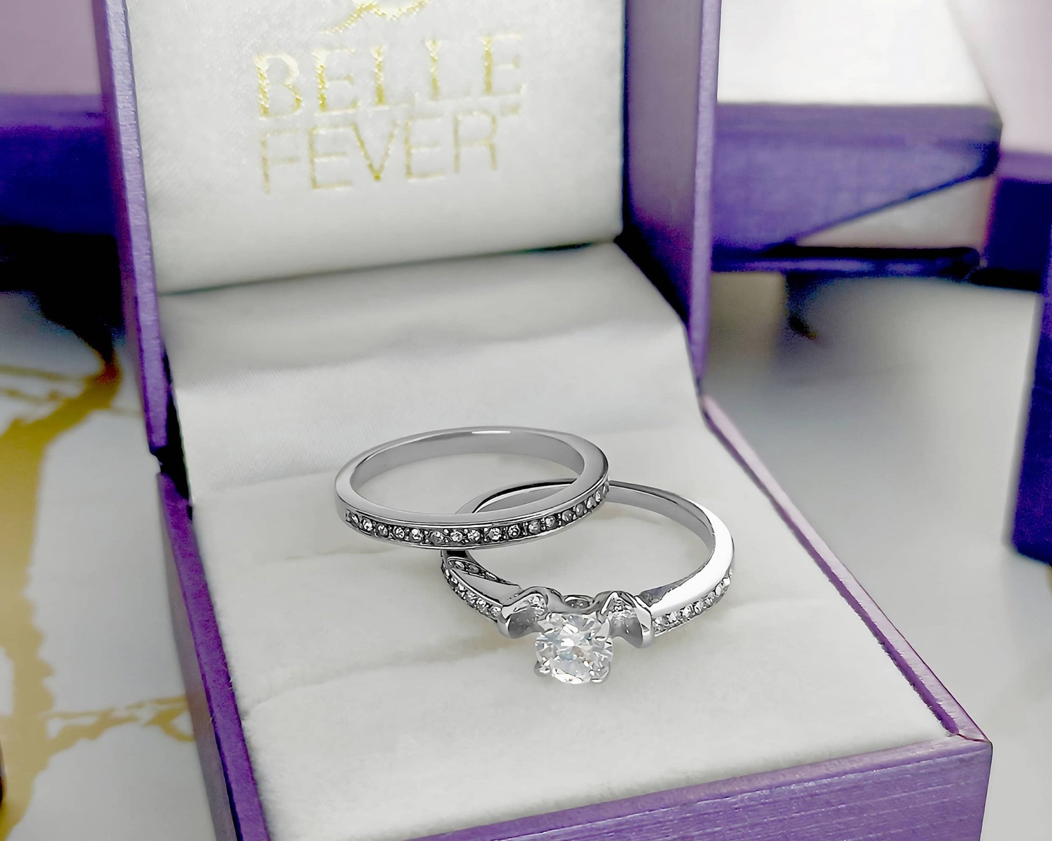 Love Crystal TWO Rings Set - Rings by Belle Fever