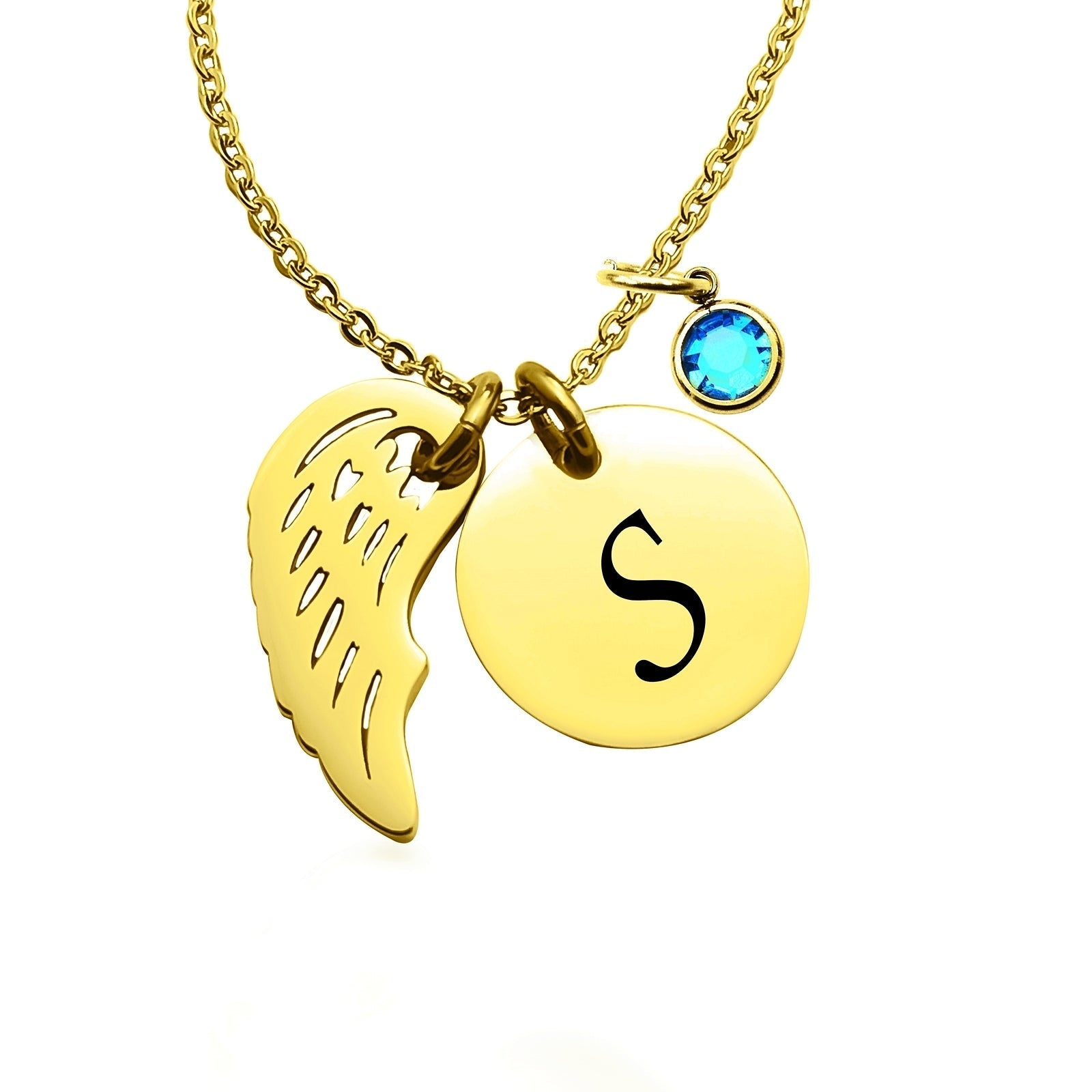 Memorial Angel Necklace with Stone Charm - Memorial & Cremation Jewellery by Belle Fever
