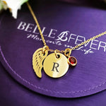 Memorial Angel Necklace with Stone Charm - Memorial & Cremation Jewellery by Belle Fever