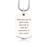 Memory Tag Personalised Cremation Necklace - Memorial & Cremation Jewellery by Belle Fever