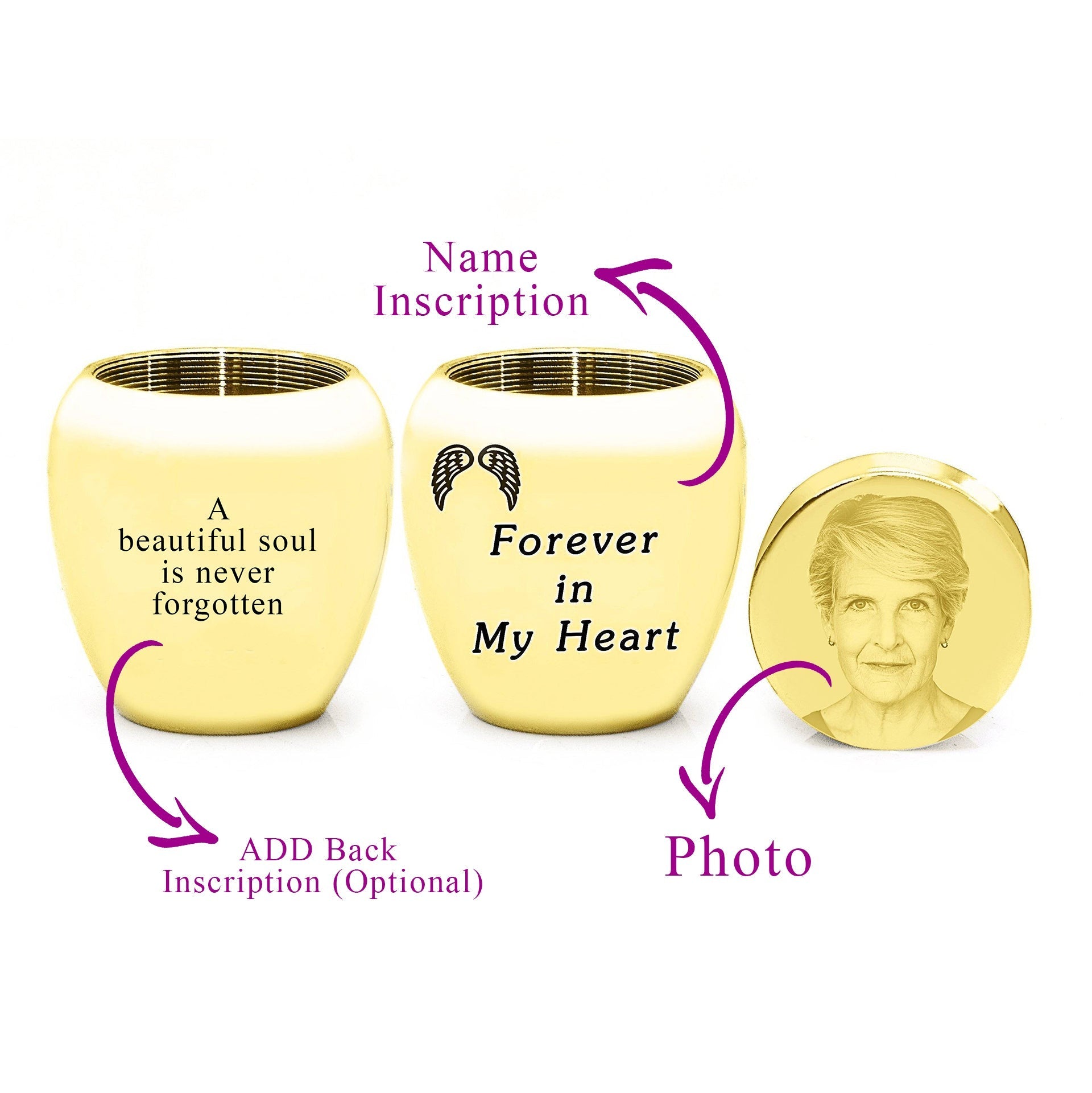 MINI Personalised Photo Keepsake Urn in Luxury Gift Box - Photo Jewellery by Belle Fever