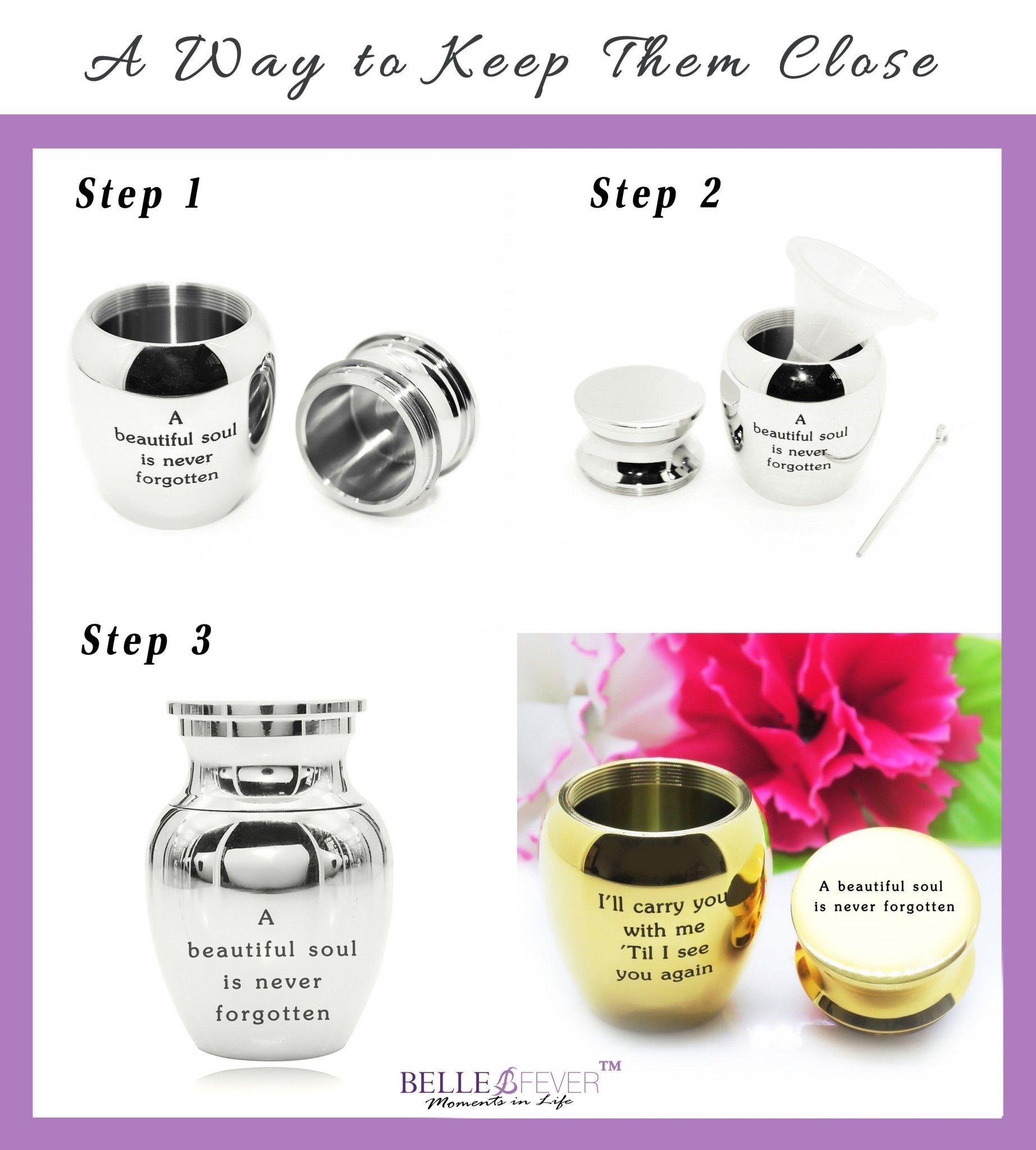 MINI Personalised Photo Keepsake Urn in Luxury Gift Box - Photo Jewellery by Belle Fever