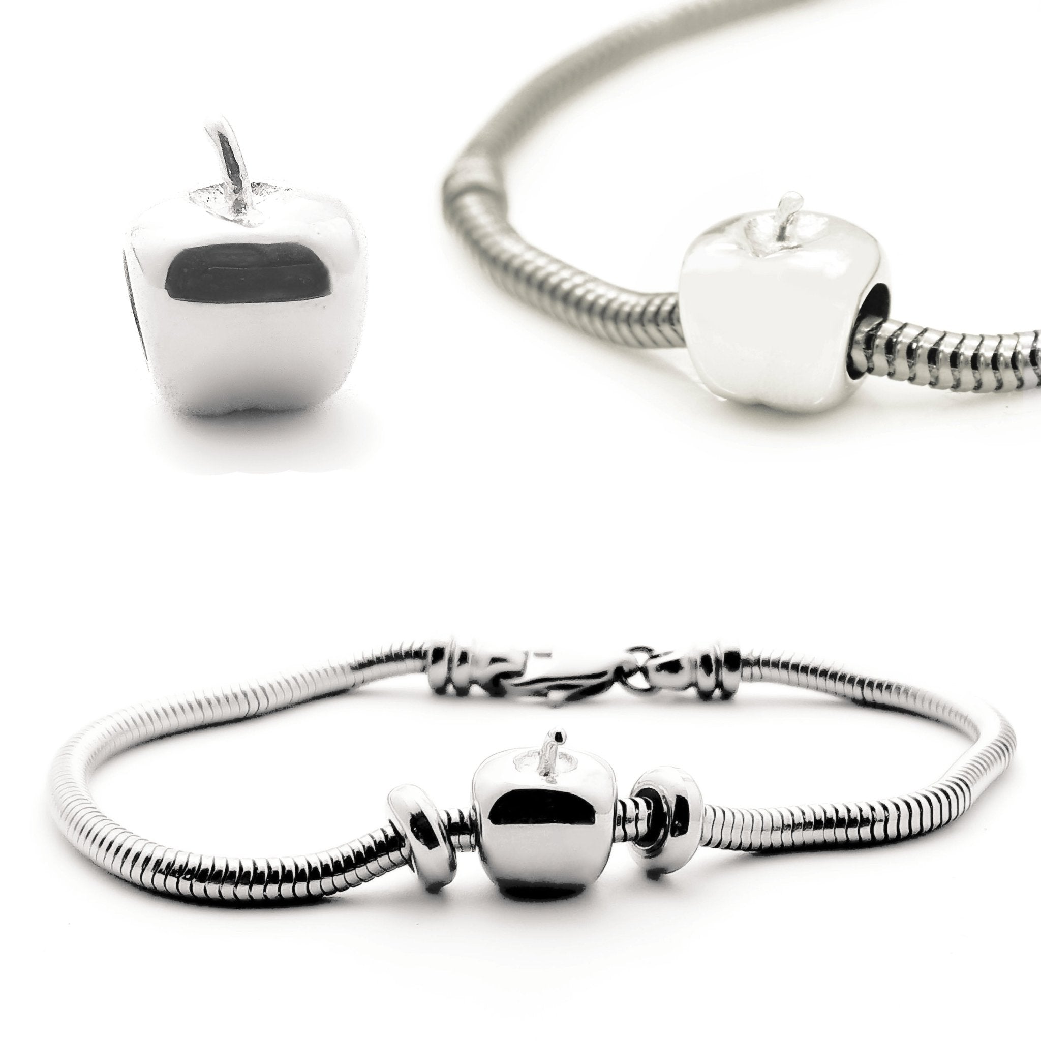 Moments Bracelet with Apple Charm - Moments Charm Bracelets by Belle Fever