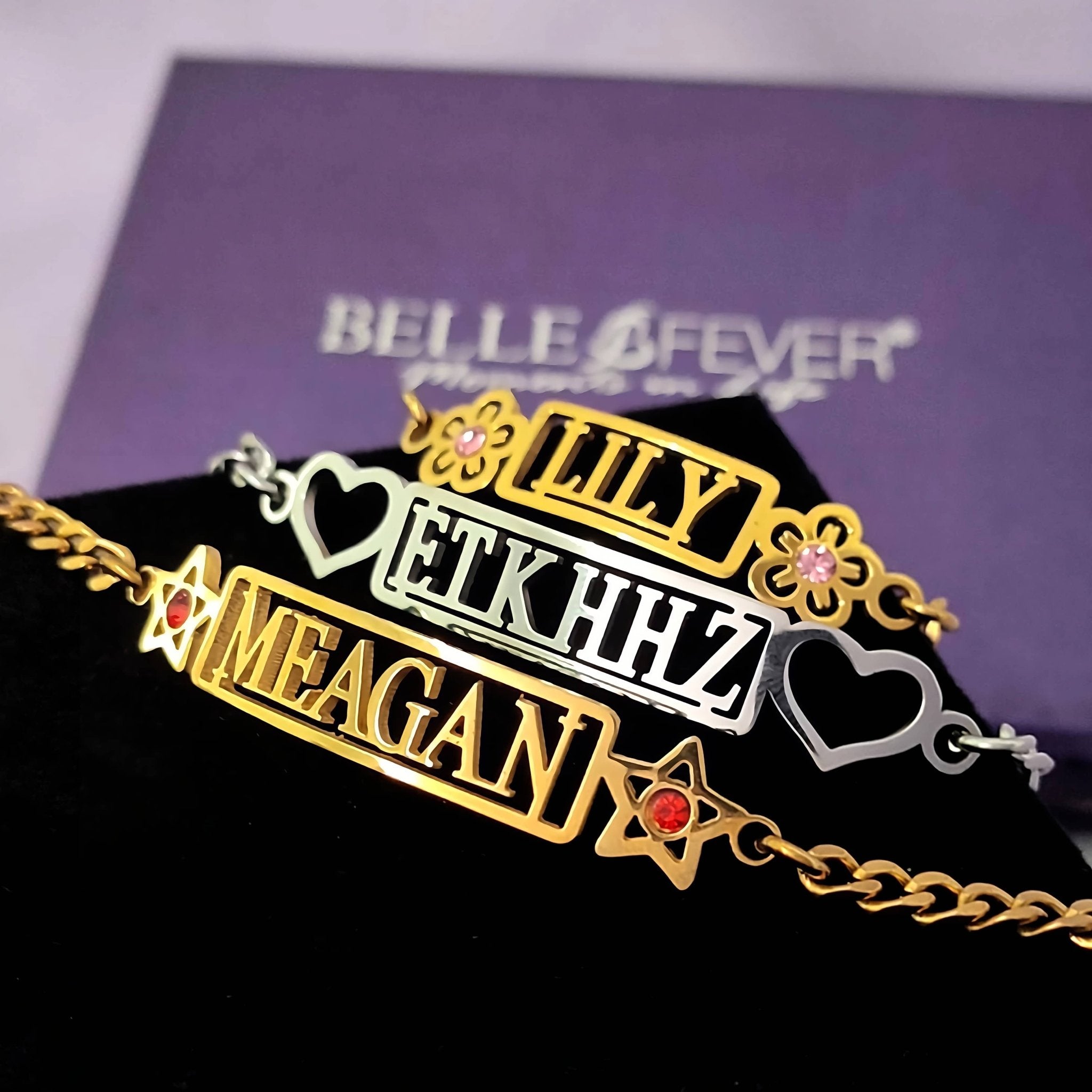 Name Bracelet (Birthstones Optional) - Bangles & Bracelets by Belle Fever