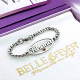 Oval Name Bracelet with Birthstone - Bangles & Bracelets by Belle Fever