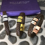 Personalised Black Leather Bracelet - Bangles & Bracelets by Belle Fever