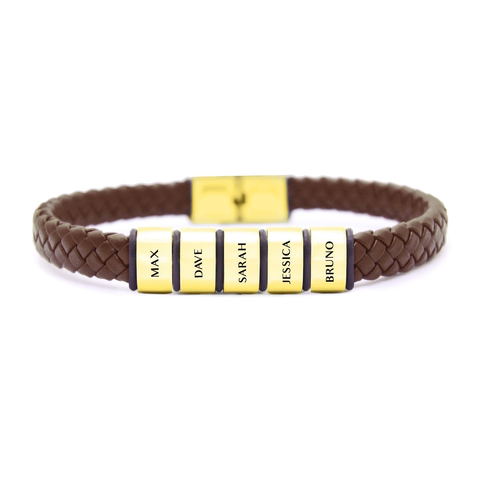 Personalised Brown Leather Bracelet - Bangles & Bracelets by Belle Fever