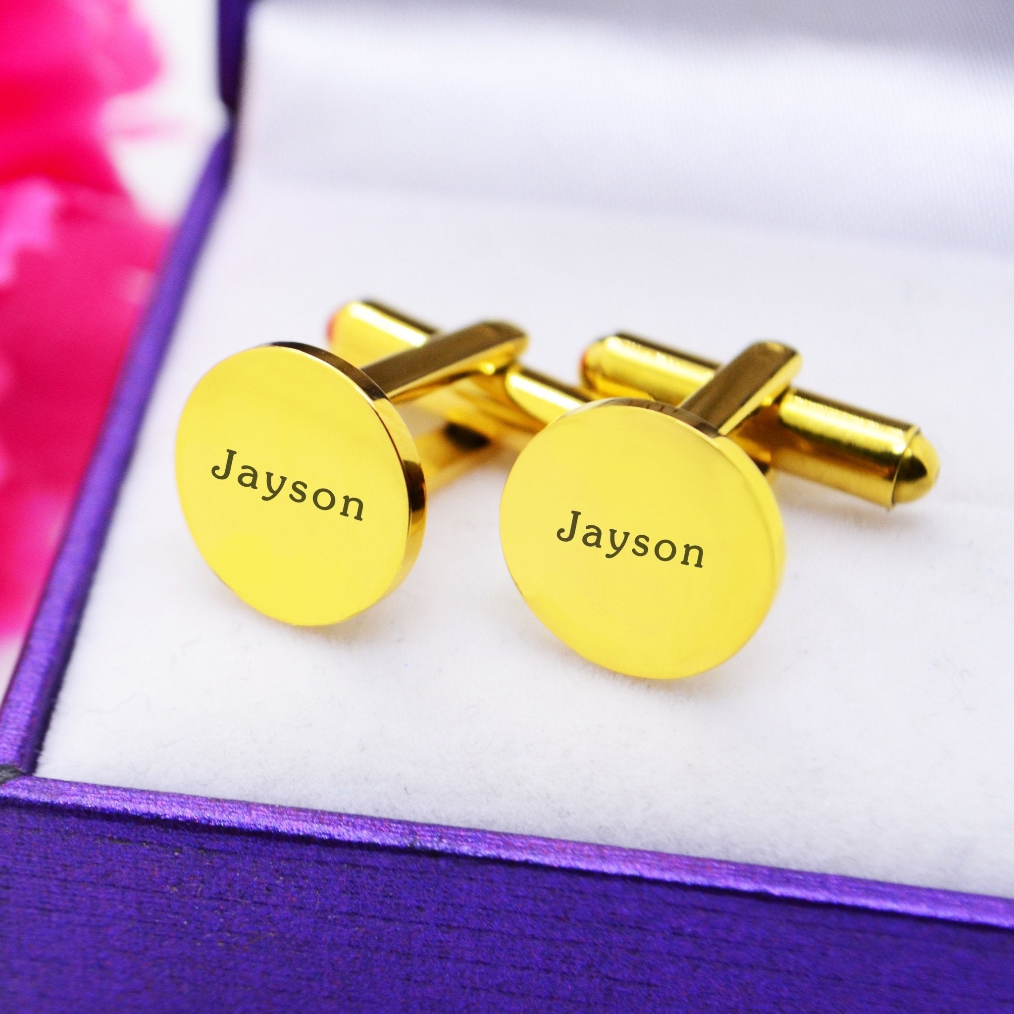 Personalised Round Cufflinks - Mens Jewellery by Belle Fever