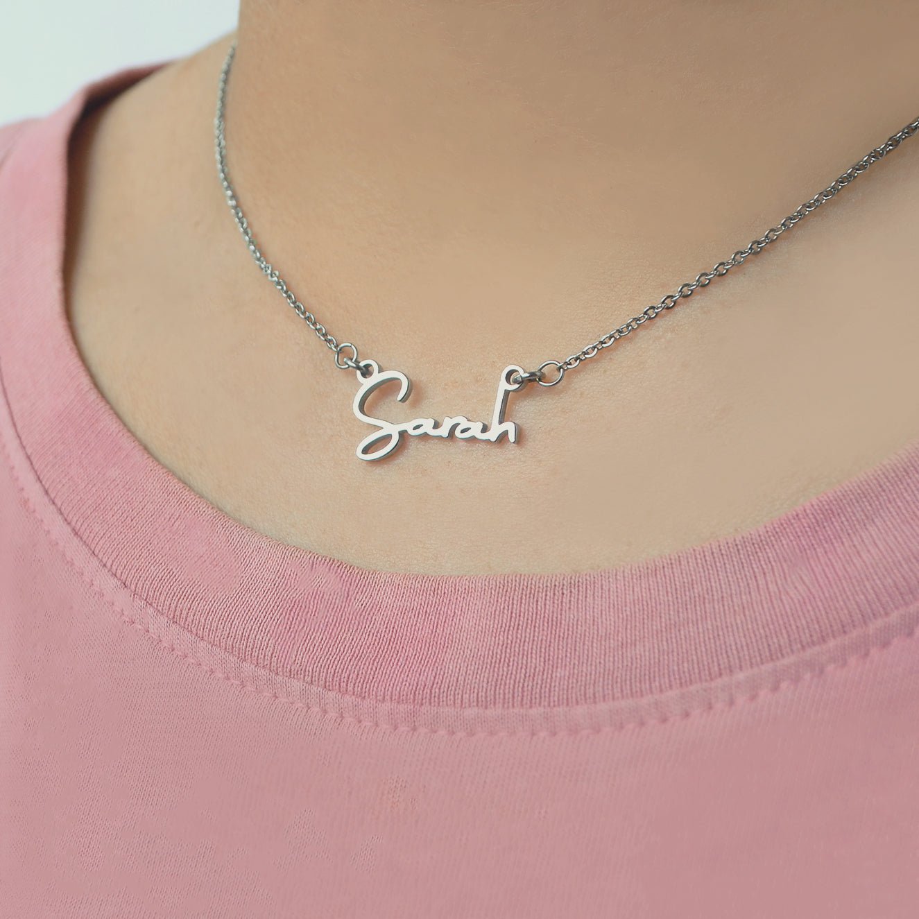 Personalised Signature Font Name Necklace with Birthstone Options - Name Necklaces by Belle Fever