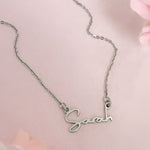 Personalised Signature Font Name Necklace with Birthstone Options - Name Necklaces by Belle Fever