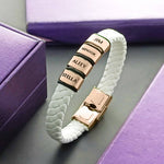 Personalised White Leather Bracelet - Bangles & Bracelets by Belle Fever