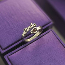 Single Name Personalised Ring (BIRTHSTONES OPTIONAL) - Rings by Belle Fever