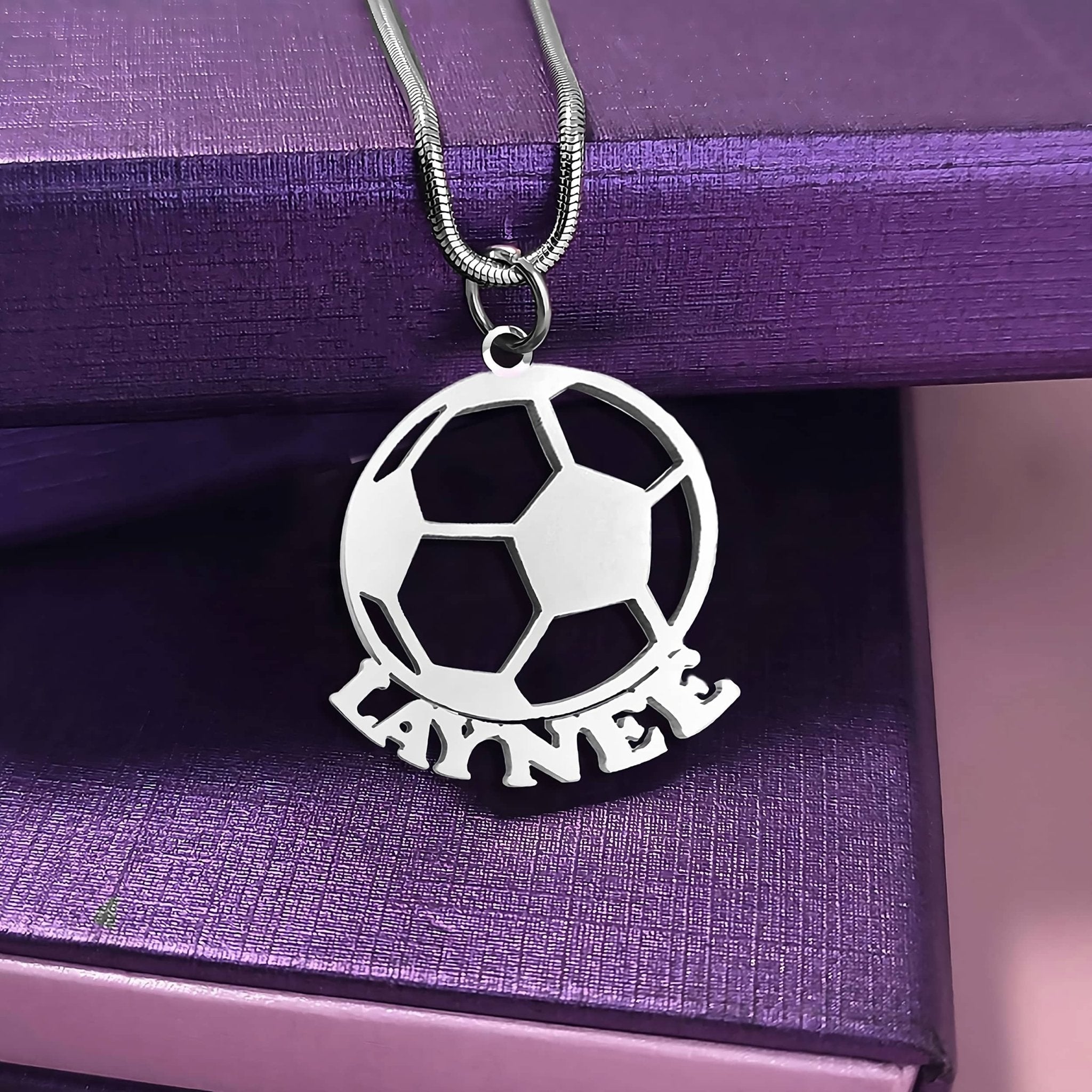 Soccerball Name Necklace - Name Necklaces by Belle Fever