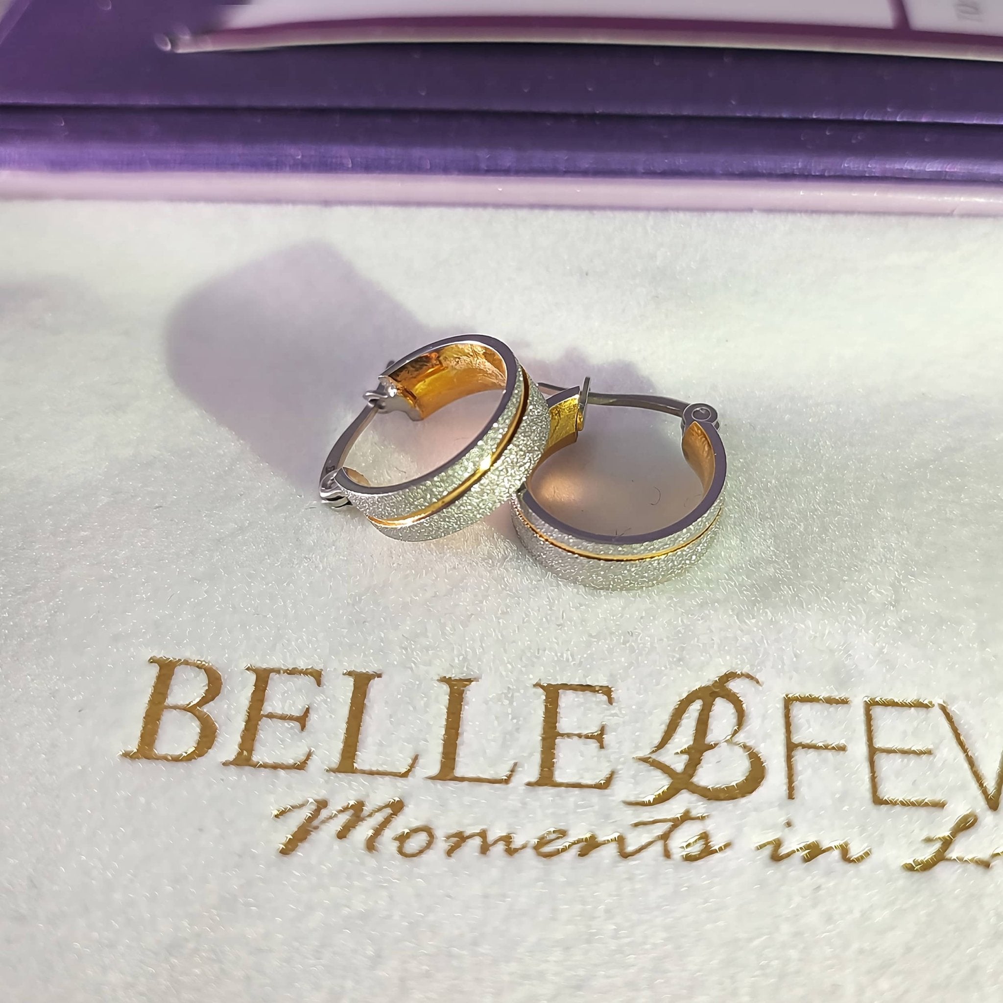 Sparkling Two Tone Hoop Earrings - Earrings by Belle Fever