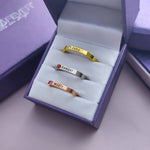 Stackable Personalised Birthstone Ring - Rings by Belle Fever