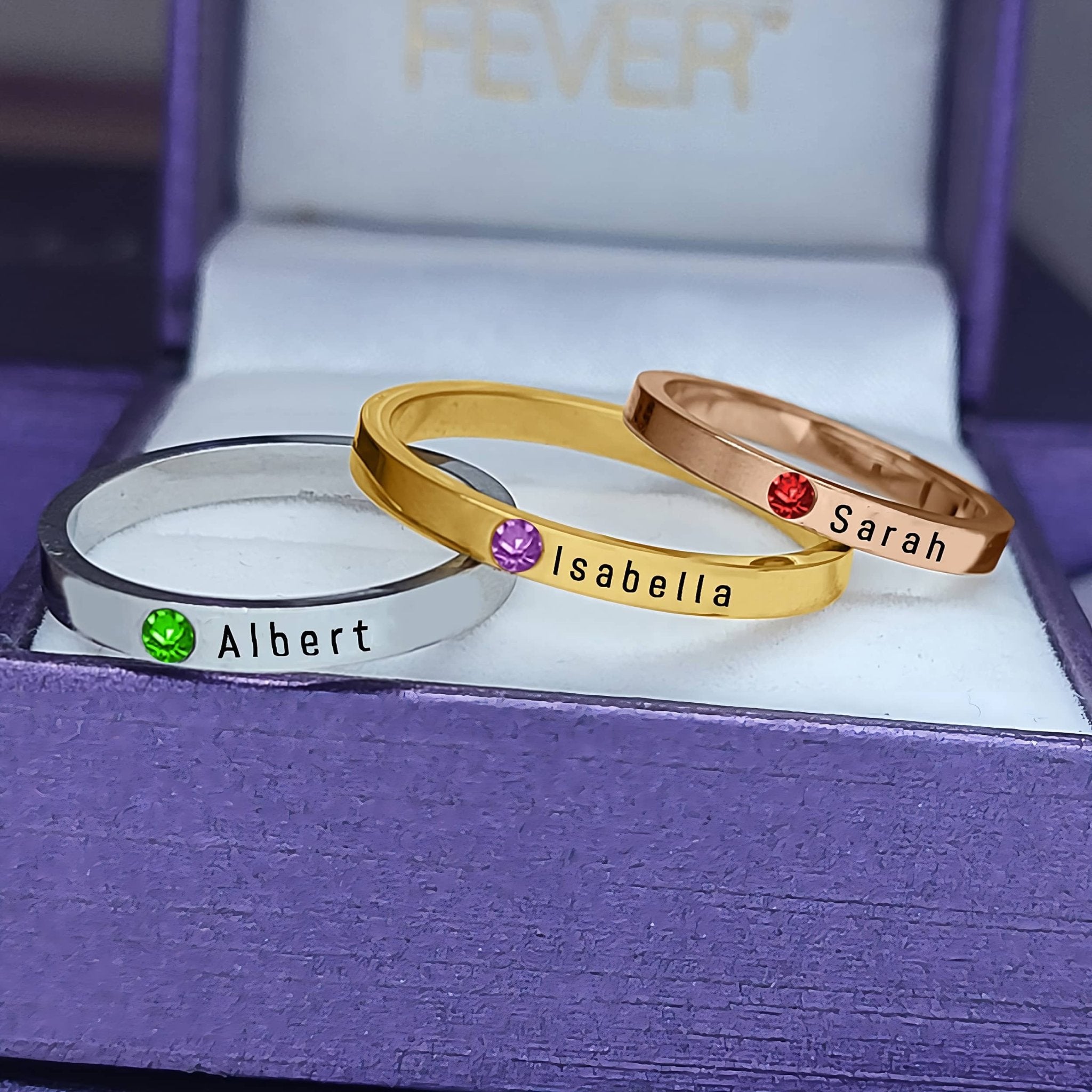 Stackable Personalised Birthstone Ring - Rings by Belle Fever