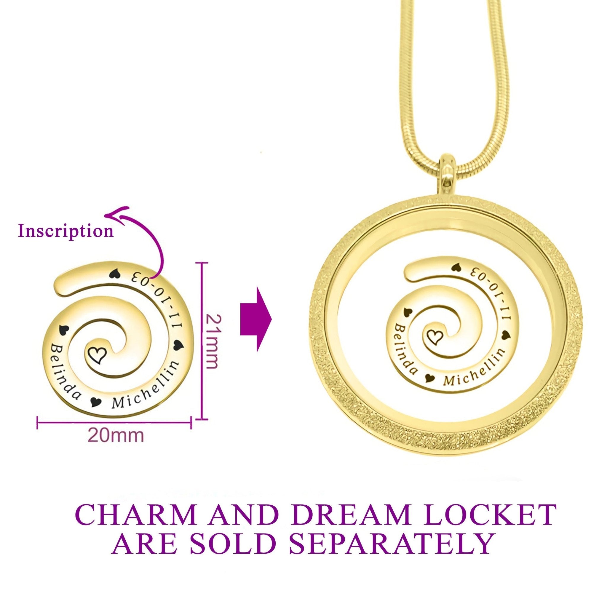 Swirl Charm Medium 30mm for Dream Locket - Floating Dream Lockets by Belle Fever