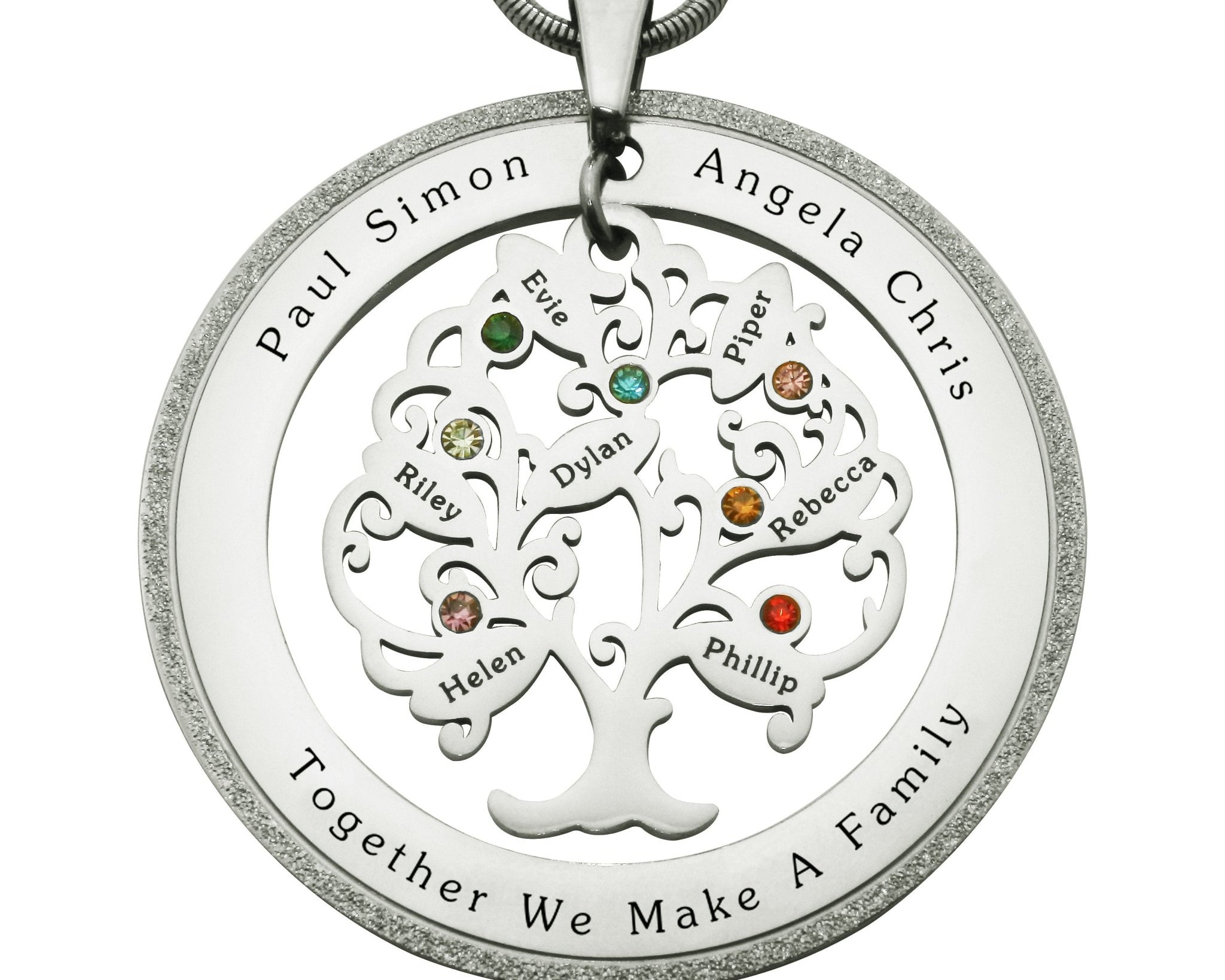 Tree of My Life Sparkling Washer and Birthstones | Personalised Necklace - Family Tree Necklaces by Belle Fever