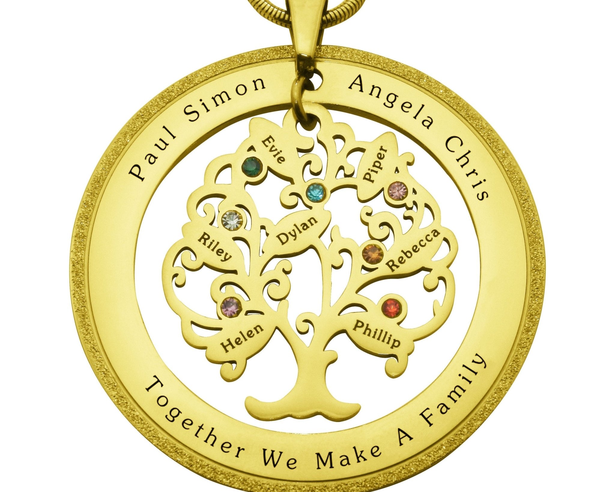 Tree of My Life Sparkling Washer and Birthstones | Personalised Necklace - Family Tree Necklaces by Belle Fever