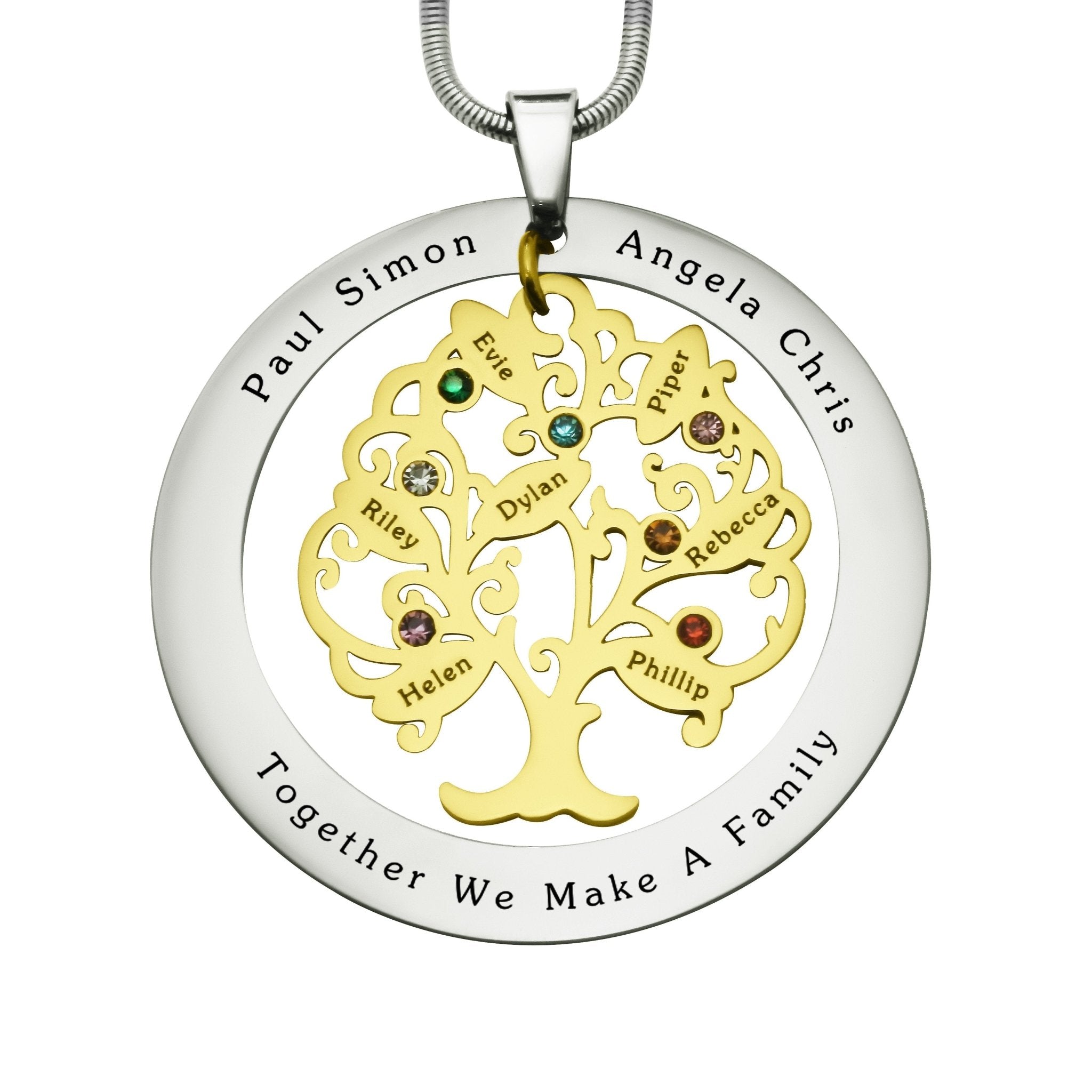 Tree of My Life Washer Birthstones | Personalised Necklace - Family Tree Necklaces by Belle Fever