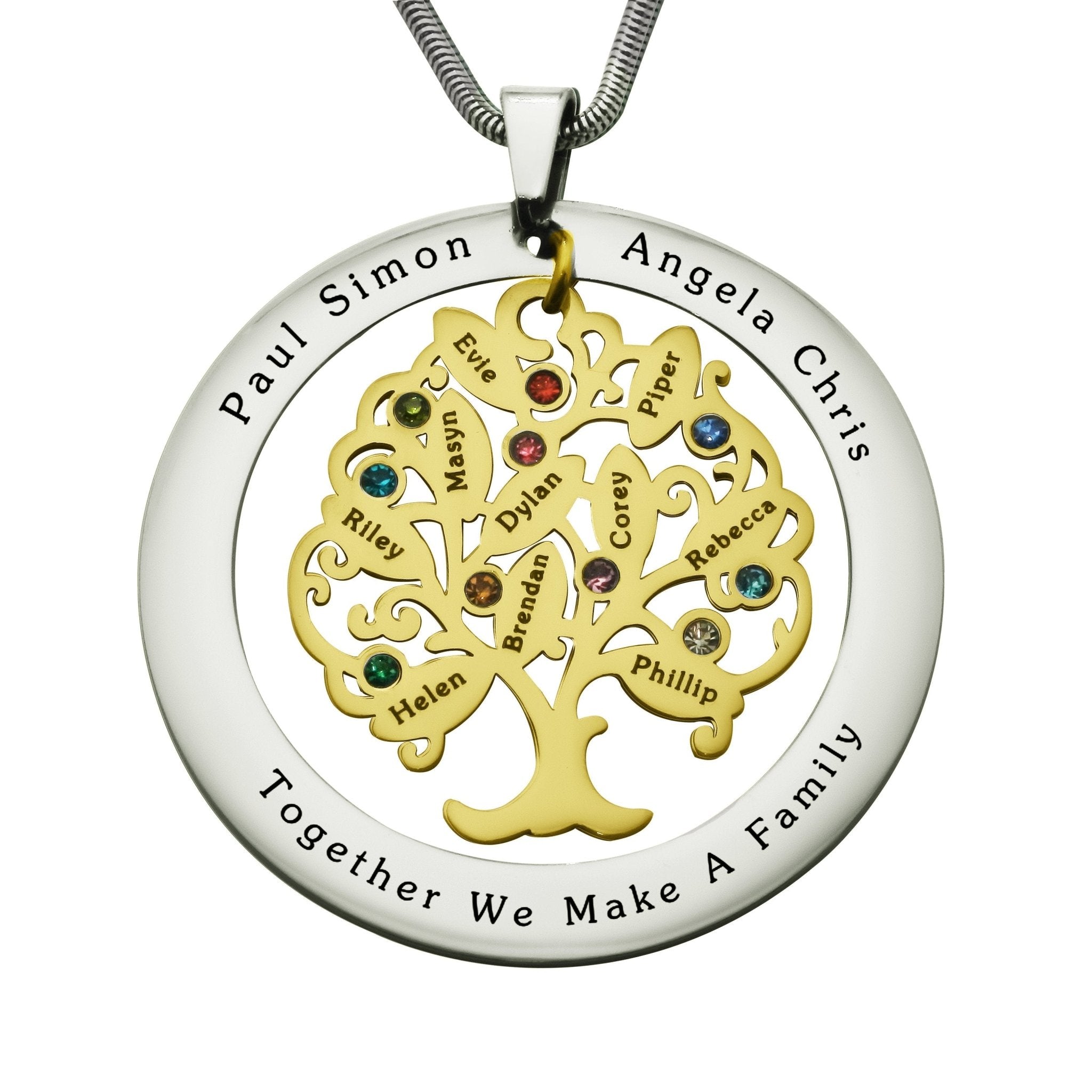 Tree of My Life Washer Birthstones | Personalised Necklace - Family Tree Necklaces by Belle Fever