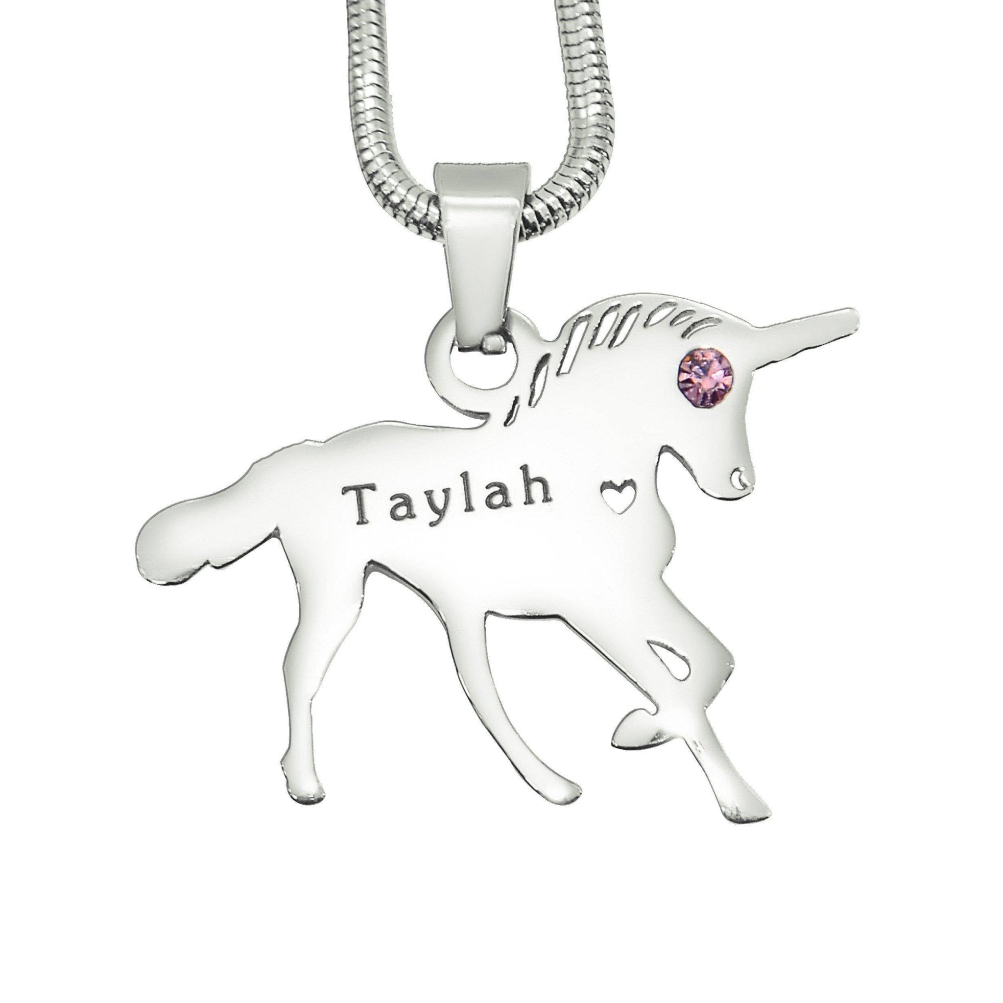 Unicorn Birthstone Name Necklace - Name Necklaces by Belle Fever