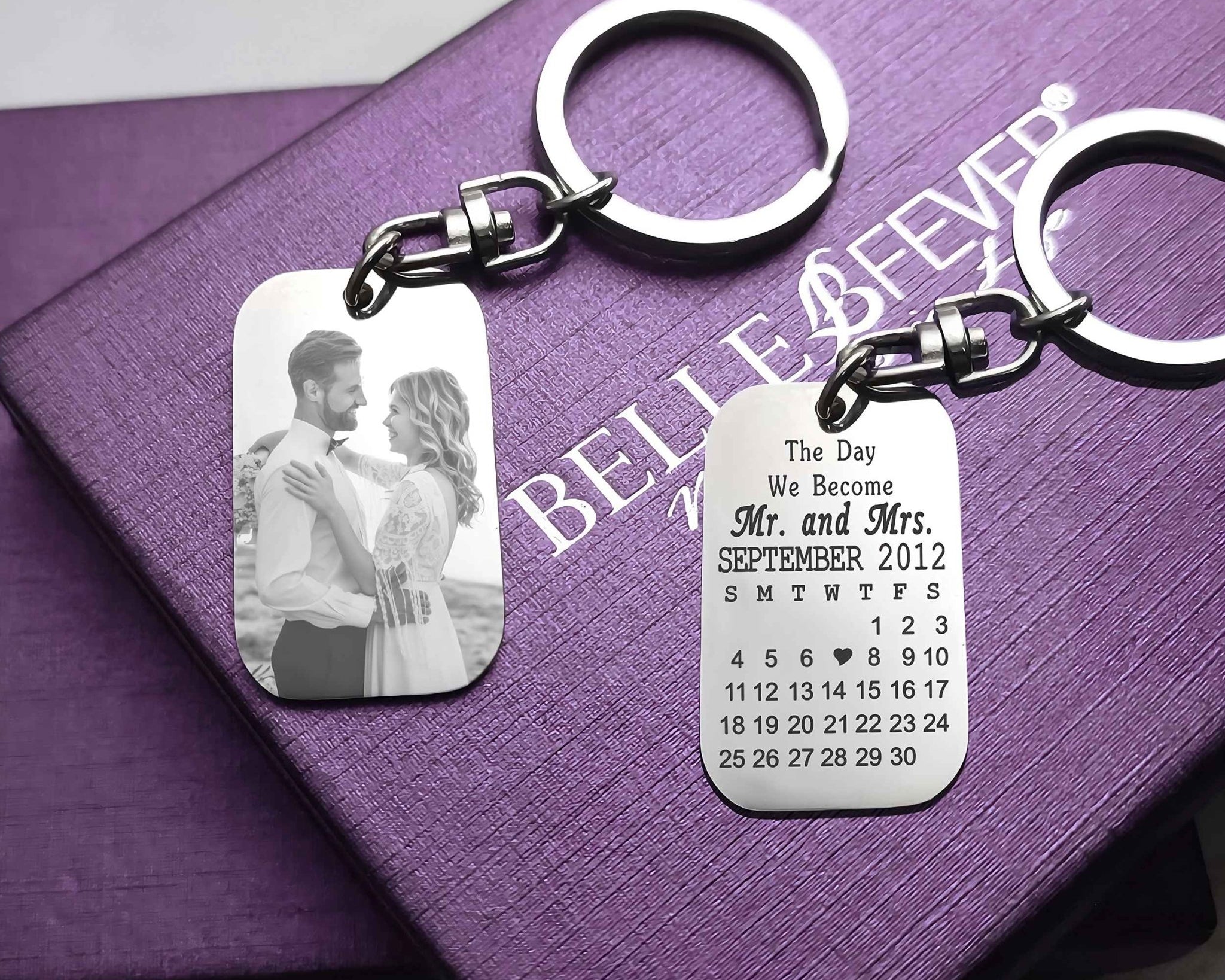 Wedding and Anniversary Tag Photo Keyring - Keyrings by Belle Fever